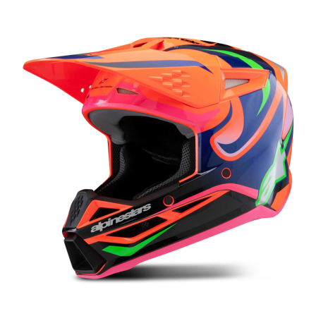 Kask Cross Alpinestars SM3 Deegan ECE06 Dziecięcy Pomarańczowy Fluorescencyjny/Fioletowy/Różowy M