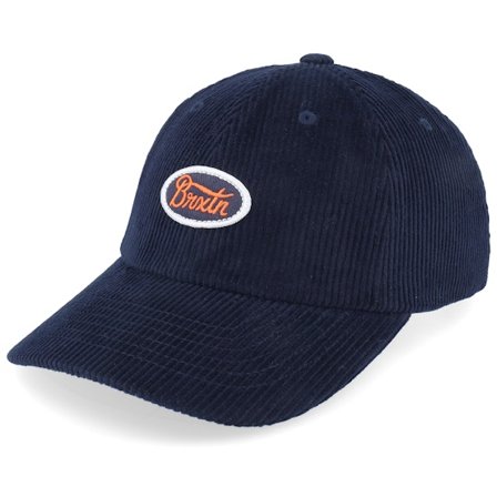 Brixton - Parsons Cap Washed Navy/Caution Orange Dad Cap Unconstructed Blue Cap - @ Hatstore
