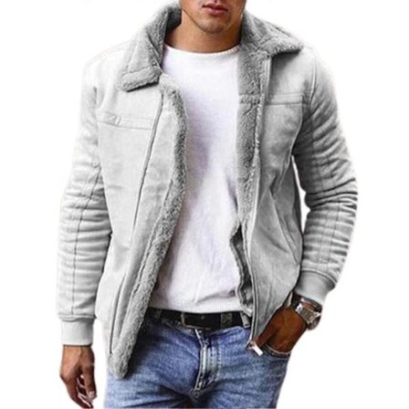 Herre Vinter Plysforing Overfrakke Pæne og Glatte Syninger Overfrakke Til Hjemmekontor Sammenkomst Eller Shopping