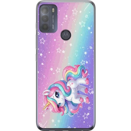 Yhteensopiva Puhelinkuori Motorola Moto G50 Stitch polaroid-kehyksissä sinisillä pastellisävyillä ja suloisilla ilmeillä kollaaseissa sydämillä