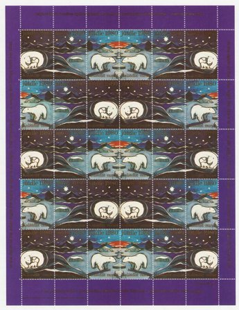 Grønland - julmärkeark 1980 - Utakket venstre lodret marginal - Ufoldet