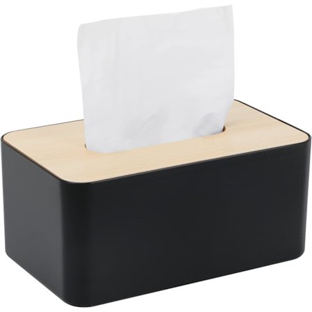 (Svart) Tretrekk til tørkepapir, 25x13x9cm, Plast, Rektangulær, for D