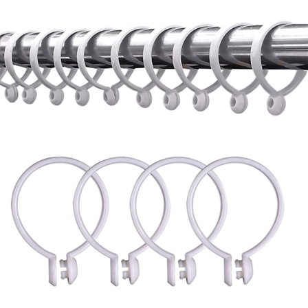 100-pack 35 mm vita plast duschdraperiringar