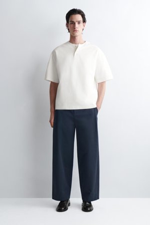 COS Men's Camiseta Henley Oversize De Algodón in Blanco