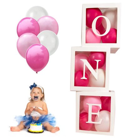 Ensimmäisen syntymäpäivän ilmapallolaatikot 'ONE' vauvalle pojalle tytölle 26 10 tuuman ilmapallolla Vauvan 1. syntymäpäivän koristeet 