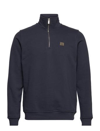 Basic Organic 1/2 Zip Sweat Sweat-shirt Tröja Blå Clean Cut Copenhagen