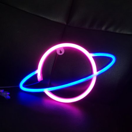Planet Neon Skyltar, Batteri Neon Ljuslampa Led Nattljus (Rosa