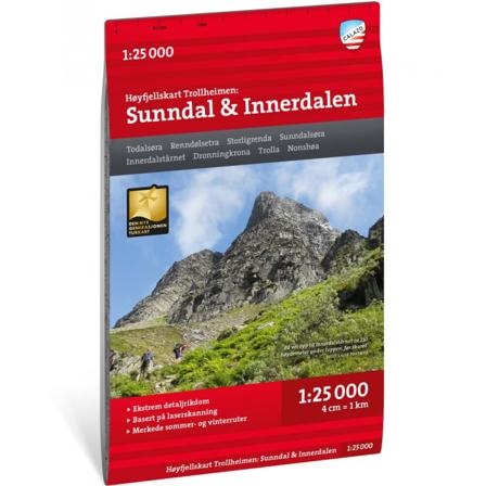Calazo förlag Høyfjellskart Trollheimen: Sunndal & Innerdalen 1:25 000 literature Red OneSize