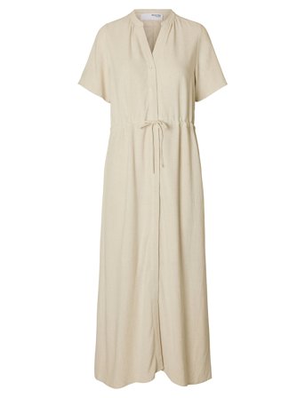 Slfviva-Damina Ss Ankle Sun Dress Noos Cream Selected