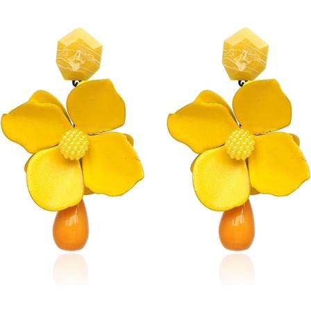 Heyone Retro Teardrop Store Blomster Dangle Øreringe Boho Lagdelt Blomsterblad Dråbe Øreringe Statement Mode Ørering til Kvinder Piger