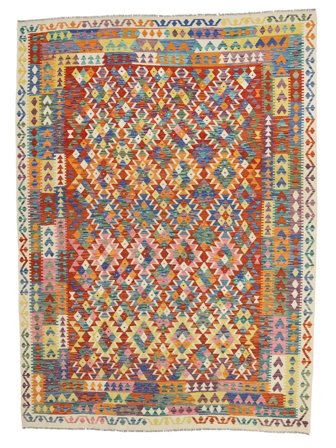 Kilim Afghan Old Style Rug 261X347 Brown/Dark Red Large Wool, Afghanistan