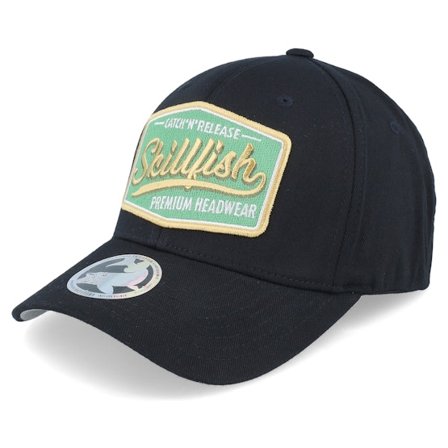 Skillfish - Premium Fishing Wooly Combed Black Flexfit Flexfit Black Cap - @ Hatstore