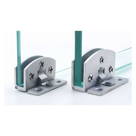 Gångjärn för glasdörr i zinklegering, 2-pack, gångjärn för vinskåp, glastång för garderob, ingen borrning nödvändig