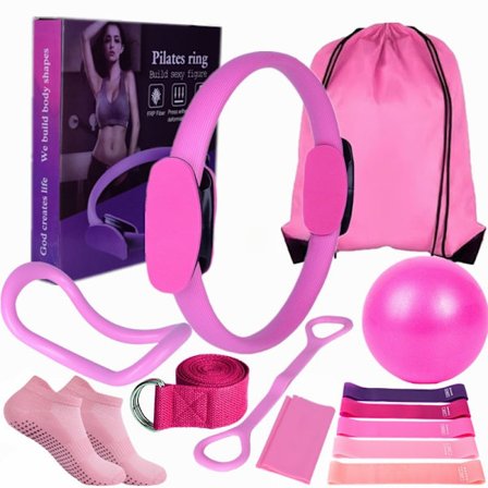 Pilates træningssæt 13 dele – Pilates Ring Magic Circle med bold, modstandsbånd og taske