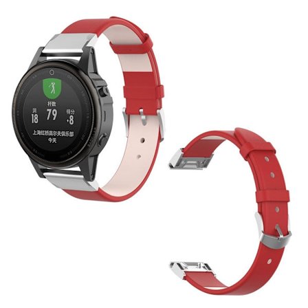 Garmin Fenix 6S / Fenix 5S nahkanauha - Punainen