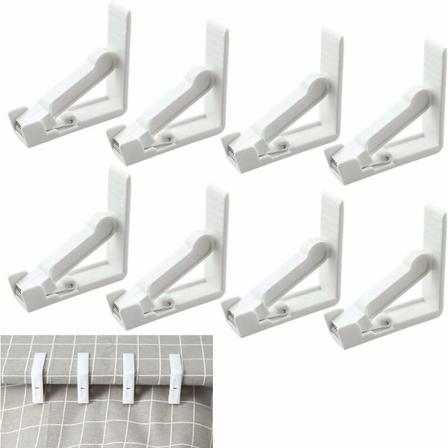 4 stk. Anti-Slip Dugclips, Fjederdugclips, Fjederbelastede Plastikdugclips, Hvide Plastikdugclips, Plastikdugclips til Udendørsbrug, Vindtætte 