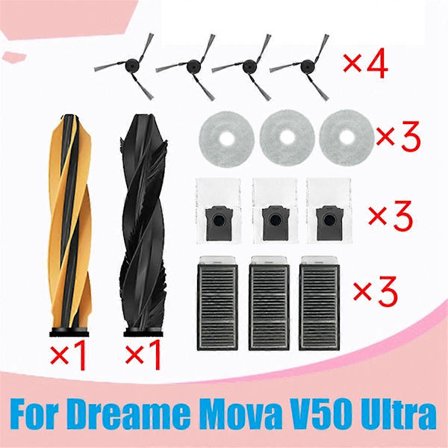 Hovedrulle komplette støvsugerdeler for V50 Ultra sidebørste HEPA-filter moppeklut støvpose støvsugerdeler