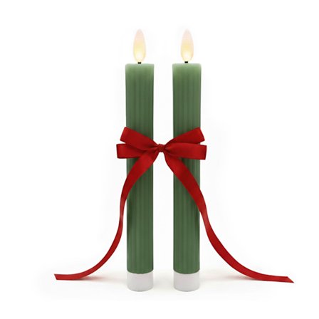 LED-koniske lys, ægte voks, sæt med 2, timerfunktion