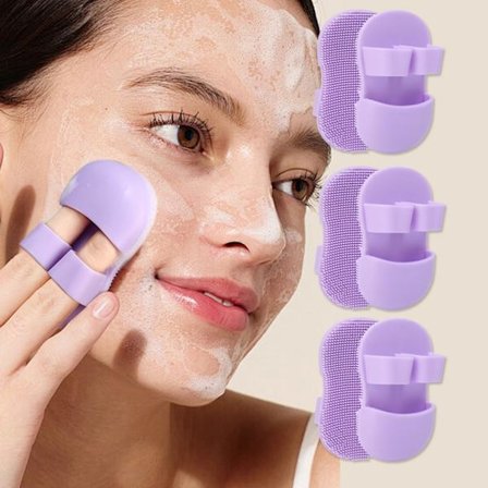 Ansiktsrensebørste, 3-pakning manuell pore-skrubber for hudormer og aknerensing, mykt silikon eksfolieringsverktøy 8,5 x 5 x 2,5 cm