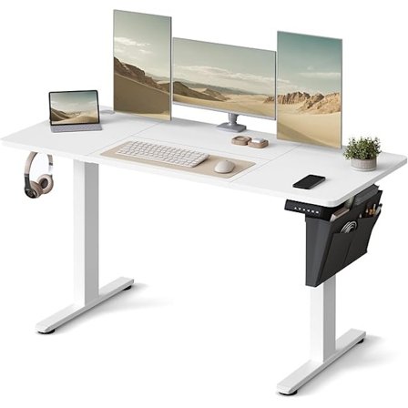 Højdejusterbart elektrisk skrivebord, 60 x 140 x 72–120 cm, hukommelsesfunktion, Cloud White