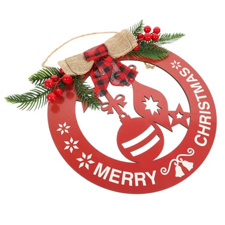 Julkrans för ytterdörren, välkomstskylt för dörr, julgranskransar, julskylt, julkrans med klockor