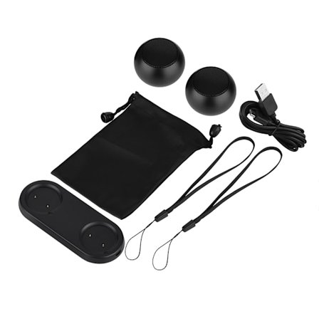 Aito langaton stereokaiutin Stereoääni Bluetooth-kaiuttimet mikrofonilla ja latausalustalla - Musta