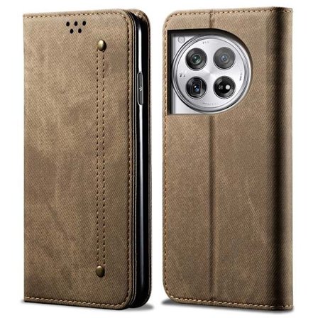 Jeans OnePlus 12R / OnePlus Ace 3 flip etui - Khaki