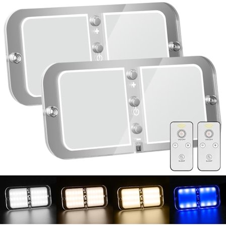 2 st 12V RV LED Taklampa, 800LM 72LED 4 Färgtemperatur för Lastbil/Van/Båt_tfrf