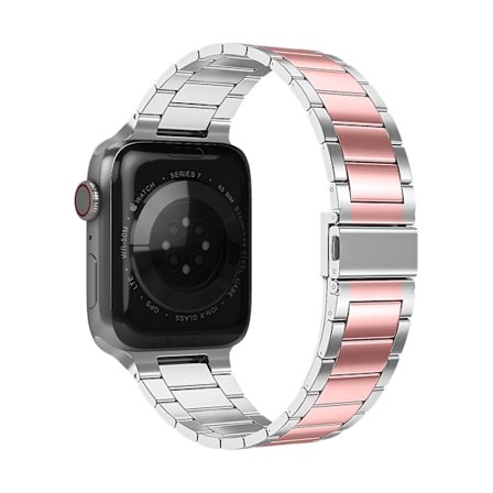 Rem för Apple Watch 45 mm / 44 mm / 42 mm Länkar i rostfritt stål Silver och Rosa