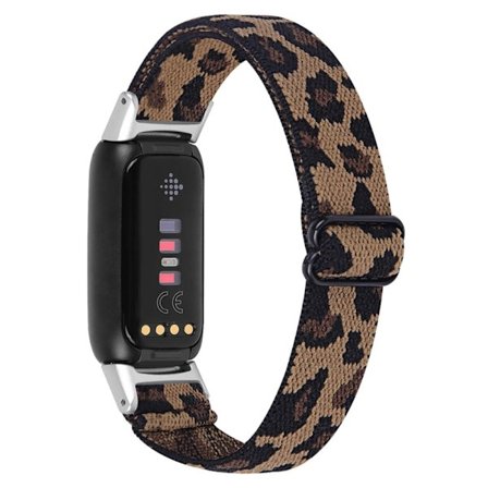 Fitbit Luxe klockarmband i elastisk nylon - Leopard