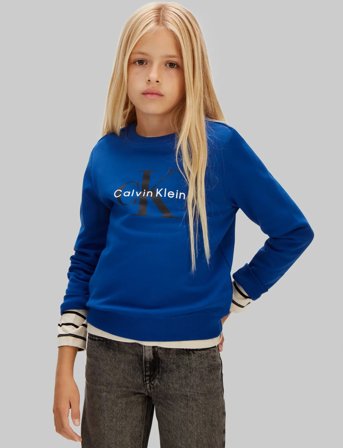Calvin Klein Ck Monogram Terry Cn Sweatshirt - Blue - 152