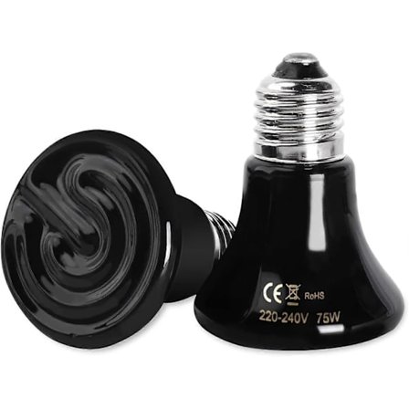 E27 75W Keramisk Varmelampe for Kyllinger, Skilpadder og Reptiler (2 stk)