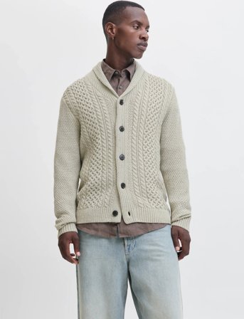 Jack & Jones Jjpaul Knit Shawl Cardigan - Cream - XXL