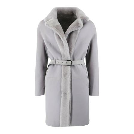 Levinsky Fara, 90 cm. - Collar - Nappa Lamb - Women - Grey Grå, Dame Parka