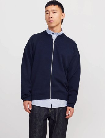 Jack & Jones Jjcalvin Knit Bomber Cardigan - Navy - S