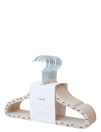 3 Sprouts 3 Sprouts Velvet Hangers (15 Pieces), Double Dot Beige - Beige - ONE SIZE