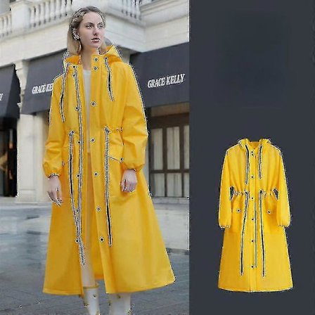 Pitkä sadetakki naisille, vedenpitävä poncho hupulla