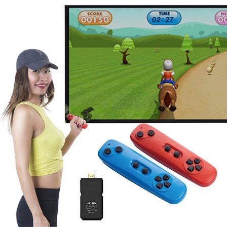 HD Retro Spelkonsol 4K-utgång Rörelsesensor Spel Inkluderar 2 Trådlösa Gestkontroller