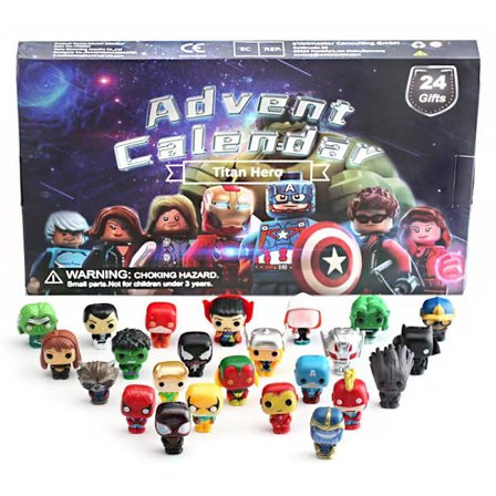 Avengers blind box lotteri set (24 st slumpmässiga designer) figurer, speltillbehör, modeller, ornament, adventskalender
