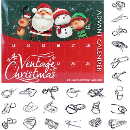 24-delers metallpuslespill, adventskalender 2025, IQ-test, 24 dager til jul, nedtelling til jul, julefeiring