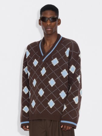 Holzweiler - Palomar V-Neck - Brown Mix - Mens - XXL
