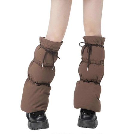 Isolerede Vatterede Benvarmere til Kvinder Vinter Varme Puffer Benvarmere Snøre Split Flare Støvle Manchetter Knæstrømper hvid