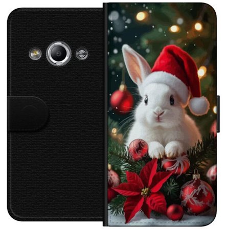 Kompatibelt Lommeboketui til Samsung Galaxy Xcover 3 Søt julekanin med nisselue og røde dekorasjoner