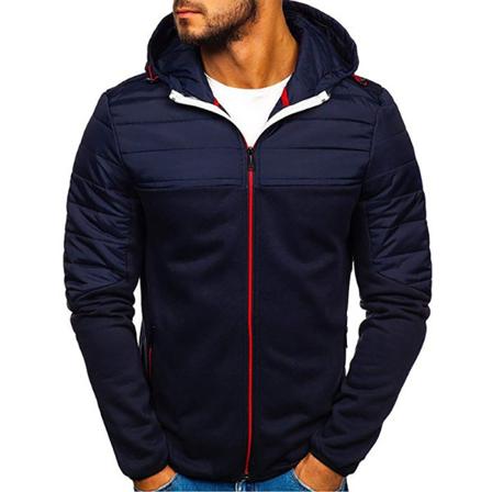 Vinterjacka för män Tjockad huvtröja med dragkedja Trenchcoat Navy blue M
