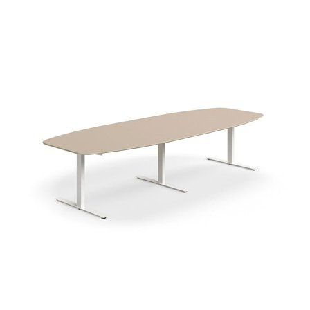Konferensbord NOVUS, T-stativ, 3200x1200 mm, vit/lergrå