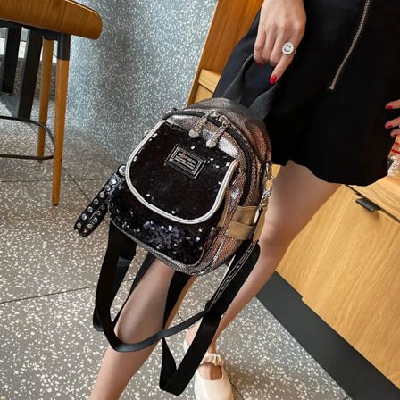 Ita-laukku, paljettireppu naisille, niitti, ylellinen design-minireppu, naisten olkalaukku, matkakoululaukku Mochila~04038