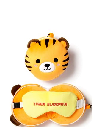 Puckator Relaxeazzz Adoramals Maddie The Axolotl Travel Pillow & Eye Mask - Orange - ONE SIZE