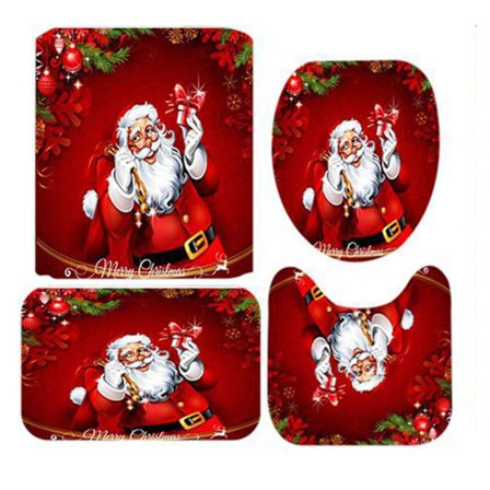 Söt print duschdraperi i fyra set Personlig juldekoration julprylar