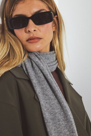 Premium Selection Wool Knitted Scarf - Sjalar & Halsdukar - Grå - One Size