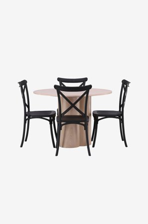 Venture Home - Spisegruppe Olivia med 4 stk spisestoler Crosett - Brun - Spisegruppe 4 personer - Fra Homeroom